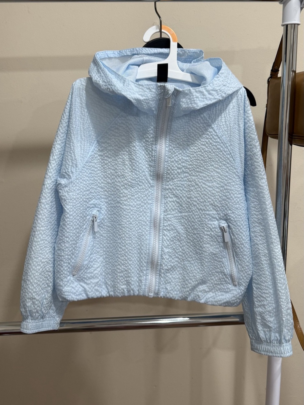 All in Motion Girls Light Blue Hooded Windbreaker Jacket Size S 6/7